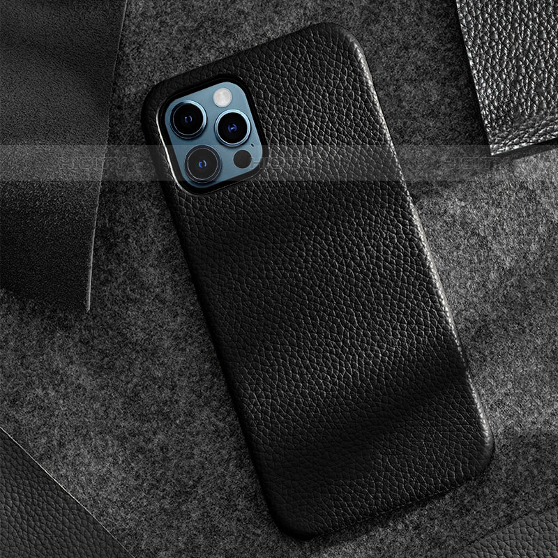 Funda Lujo Cuero Carcasa A12 para Apple iPhone 15 Pro Max Negro