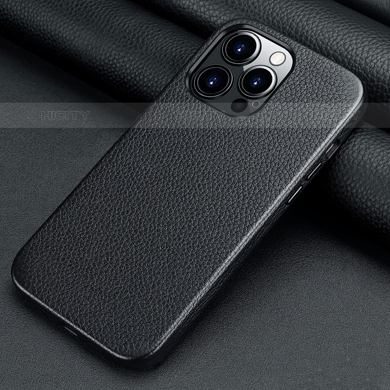 Funda Lujo Cuero Carcasa A13 para Apple iPhone 15 Pro Max Negro