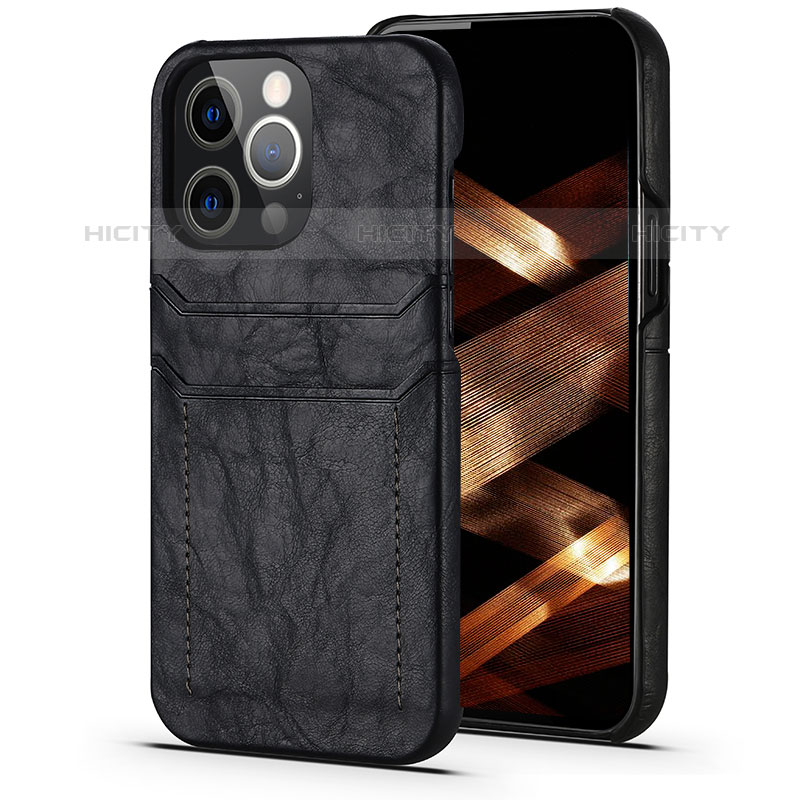 Funda Lujo Cuero Carcasa A14 para Apple iPhone 15 Pro Max Negro