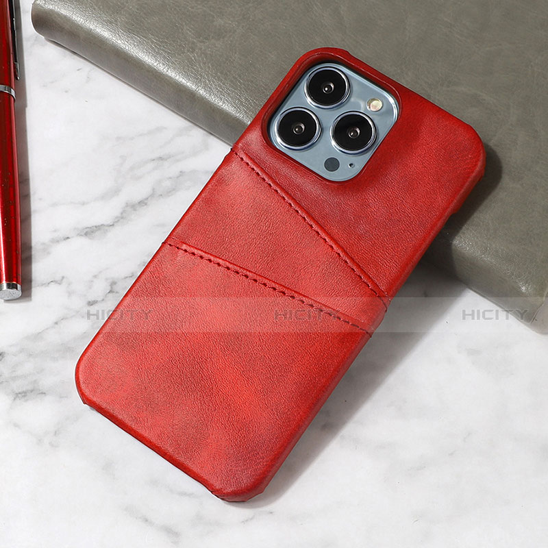 Funda Lujo Cuero Carcasa A15 para Apple iPhone 13 Pro Rojo