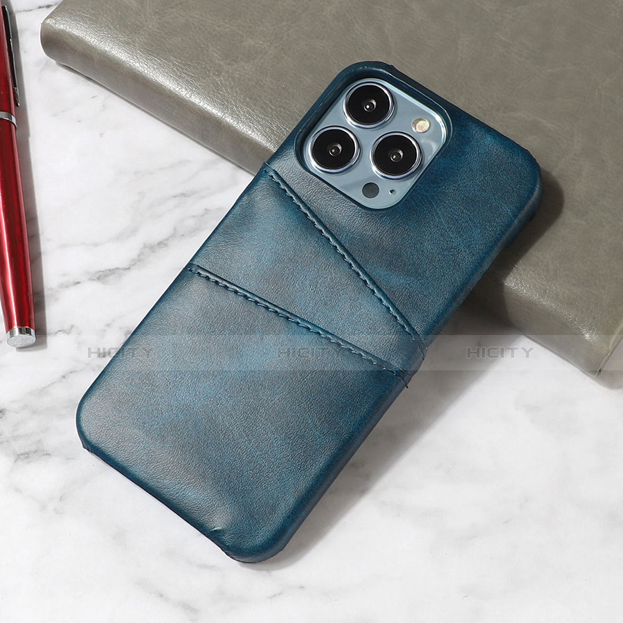 Funda Lujo Cuero Carcasa A15 para Apple iPhone 15 Pro Azul