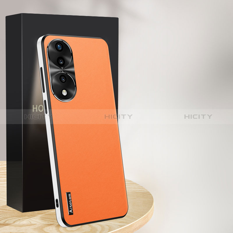 Funda Lujo Cuero Carcasa AT1 para Huawei Honor X7b Naranja