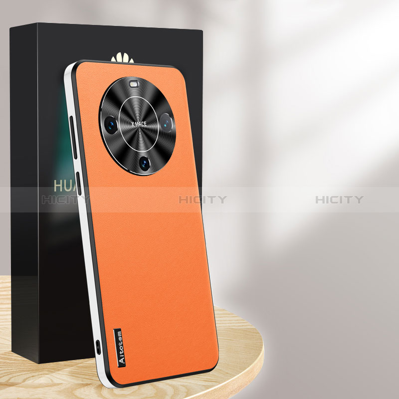 Funda Lujo Cuero Carcasa AT1 para Huawei Mate 60 Pro+ Plus Naranja