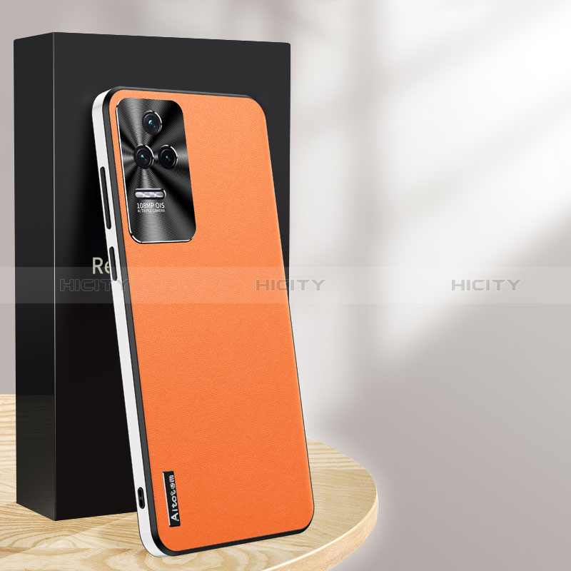 Funda Lujo Cuero Carcasa AT1 para Xiaomi Redmi K50 5G Naranja