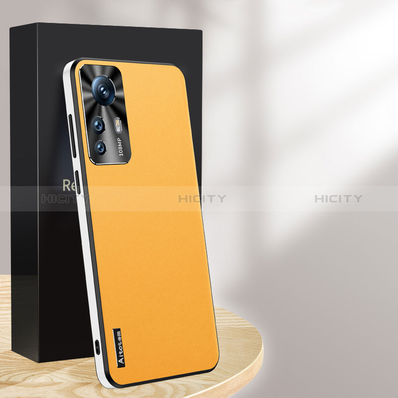 Funda Lujo Cuero Carcasa AT1 para Xiaomi Redmi K50 Ultra 5G Amarillo