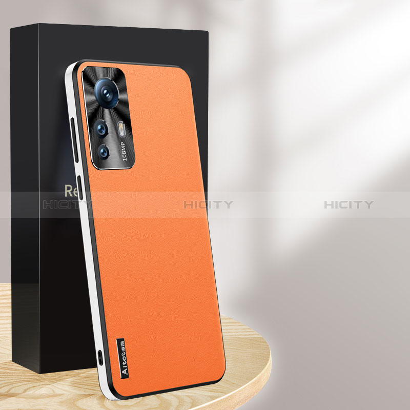 Funda Lujo Cuero Carcasa AT1 para Xiaomi Redmi K50 Ultra 5G Naranja