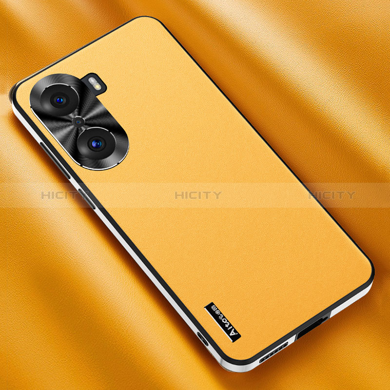 Funda Lujo Cuero Carcasa AT2 para Huawei Honor 60 Pro 5G Amarillo