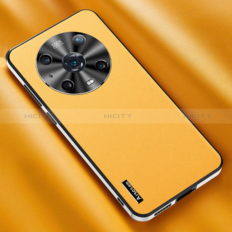 Funda Lujo Cuero Carcasa AT2 para Huawei Honor Magic4 Pro 5G Amarillo