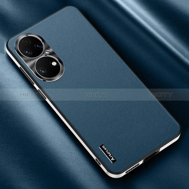 Funda Lujo Cuero Carcasa AT2 para Huawei P50 Azul