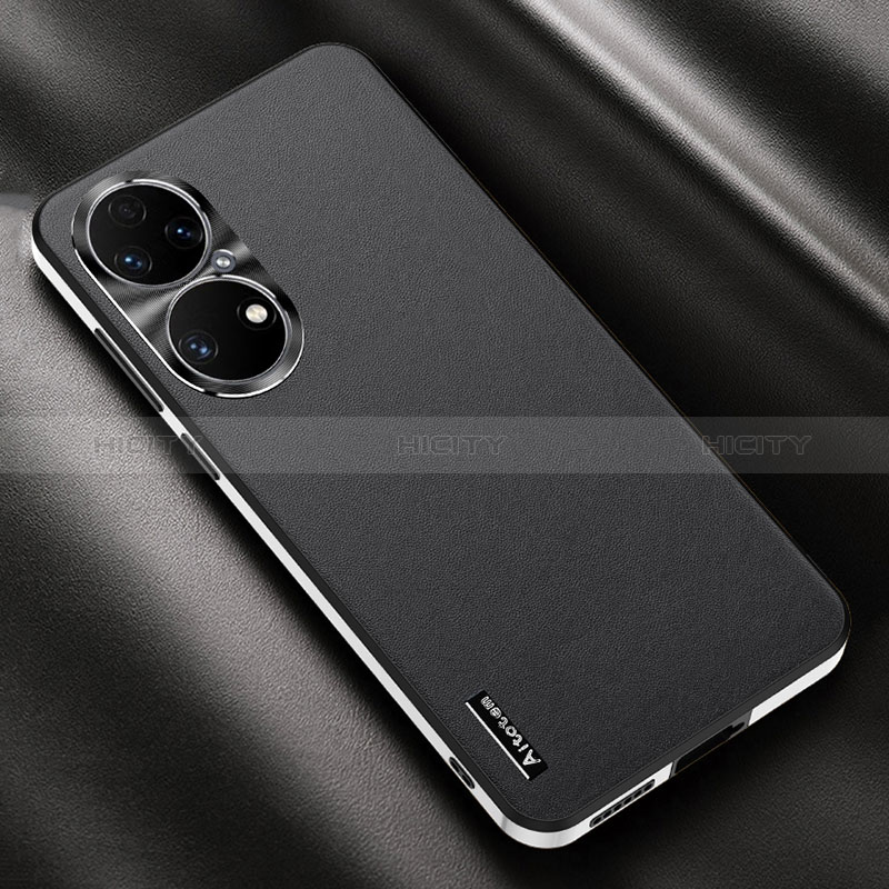 Funda Lujo Cuero Carcasa AT2 para Huawei P50 Negro