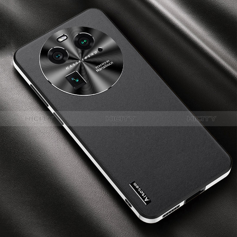 Funda Lujo Cuero Carcasa AT2 para Oppo Find X6 Pro 5G Negro