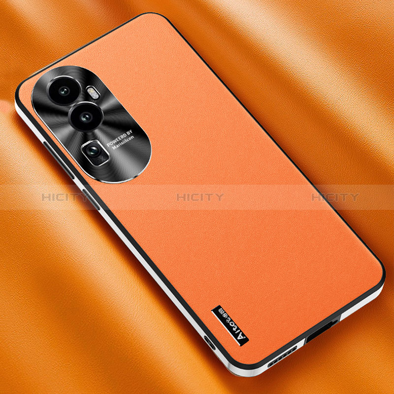 Funda Lujo Cuero Carcasa AT2 para Oppo Reno10 Pro+ Plus 5G Naranja