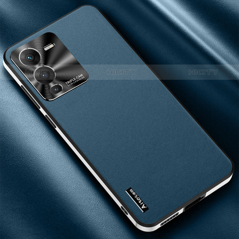 Funda Lujo Cuero Carcasa AT2 para Vivo V25 Pro 5G Azul