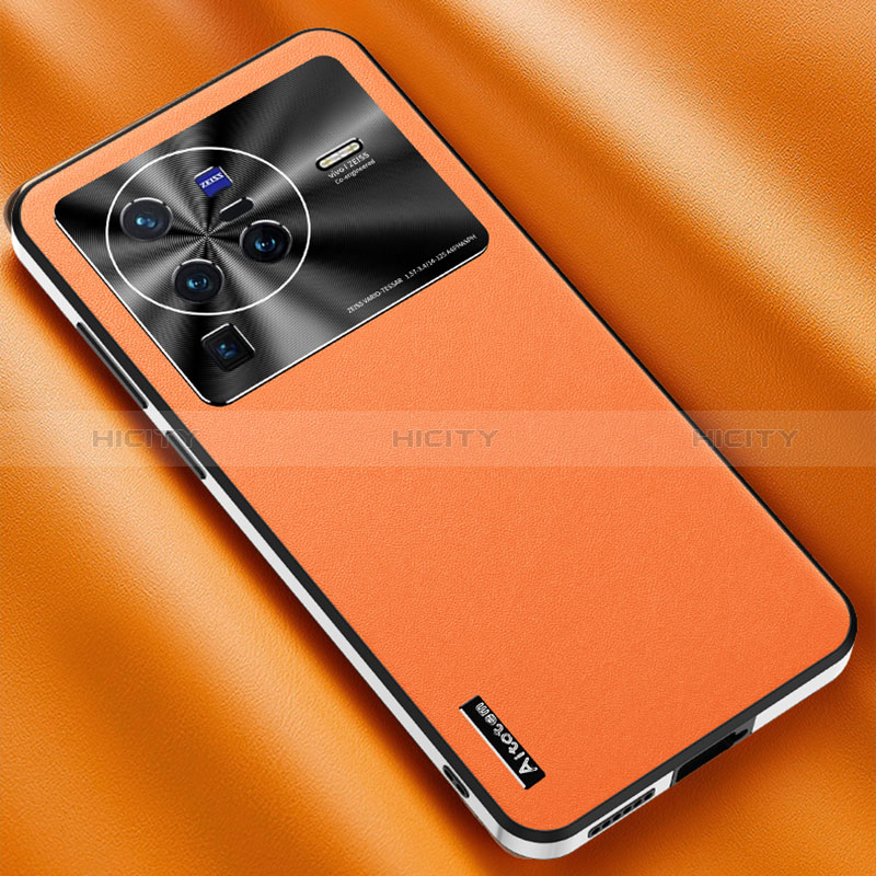 Funda Lujo Cuero Carcasa AT2 para Vivo X80 Pro 5G Naranja