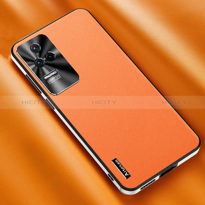 Funda Lujo Cuero Carcasa AT2 para Xiaomi Redmi K50 5G Naranja