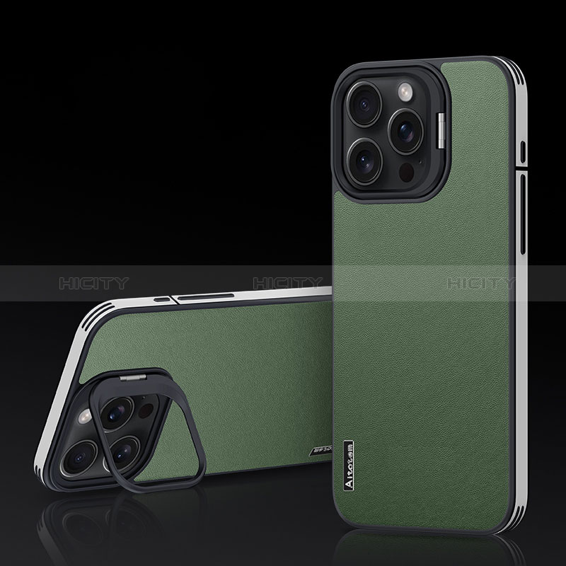 Funda Lujo Cuero Carcasa AT5 para Apple iPhone 15 Pro Max Verde