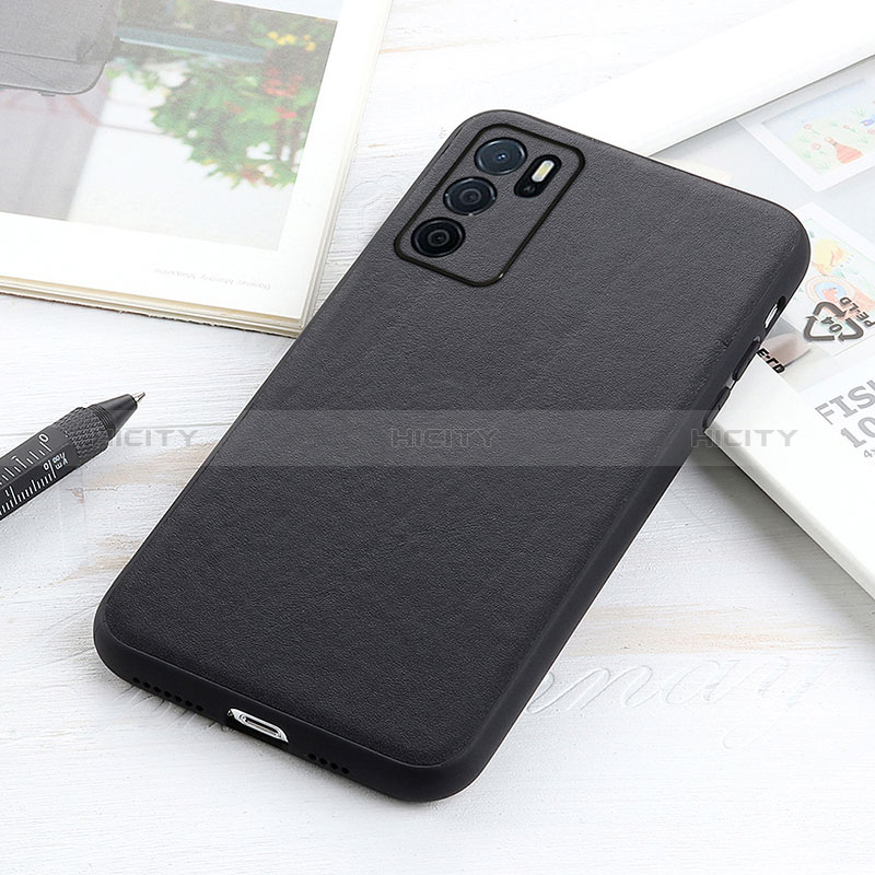 Funda Lujo Cuero Carcasa B01H para Oppo A16 Negro