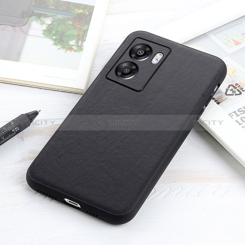 Funda Lujo Cuero Carcasa B01H para Oppo A57 5G Negro