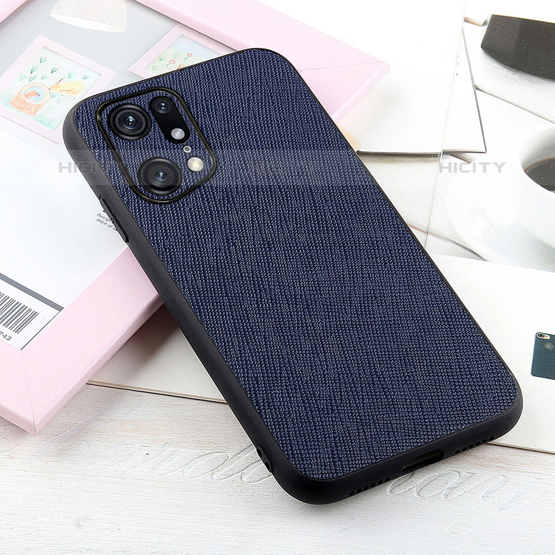 Funda Lujo Cuero Carcasa B01H para Oppo Find X5 Pro 5G Azul