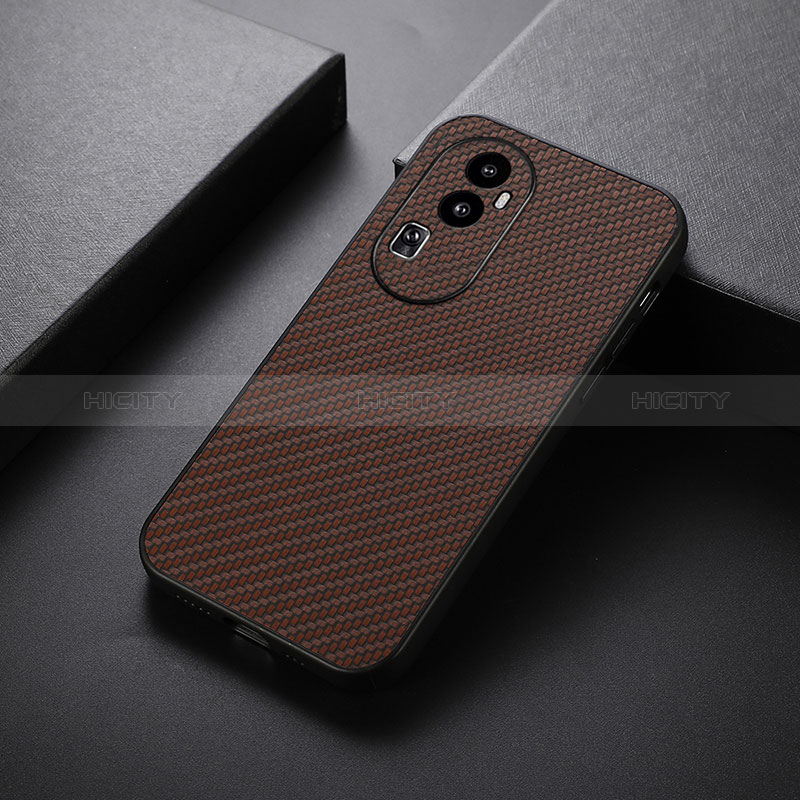 Funda Lujo Cuero Carcasa B01H para Oppo Reno10 Pro+ Plus 5G Marron