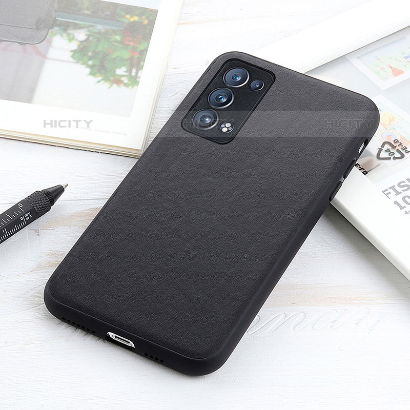 Funda Lujo Cuero Carcasa B01H para Oppo Reno6 Pro 5G Negro