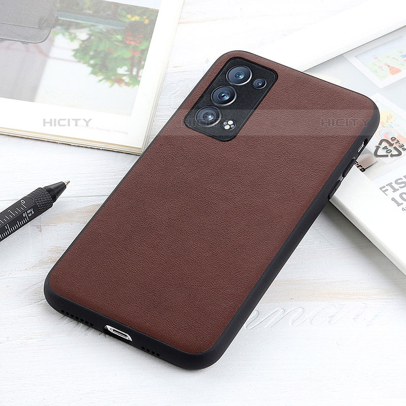 Funda Lujo Cuero Carcasa B01H para Oppo Reno6 Pro+ Plus 5G Marron