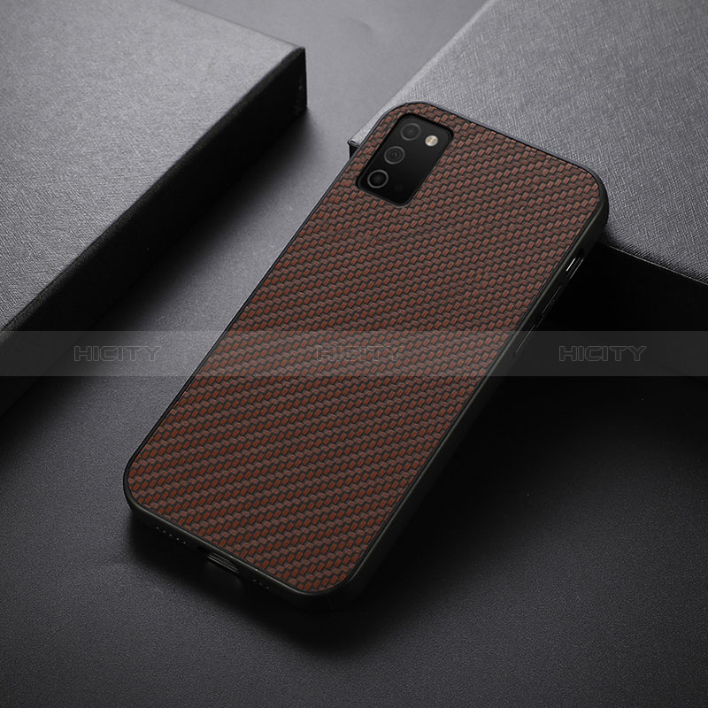 Funda Lujo Cuero Carcasa B01H para Samsung Galaxy A02s Marron