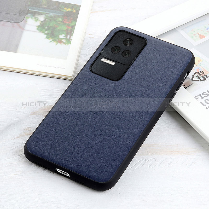 Funda Lujo Cuero Carcasa B01H para Xiaomi Poco F4 5G Azul