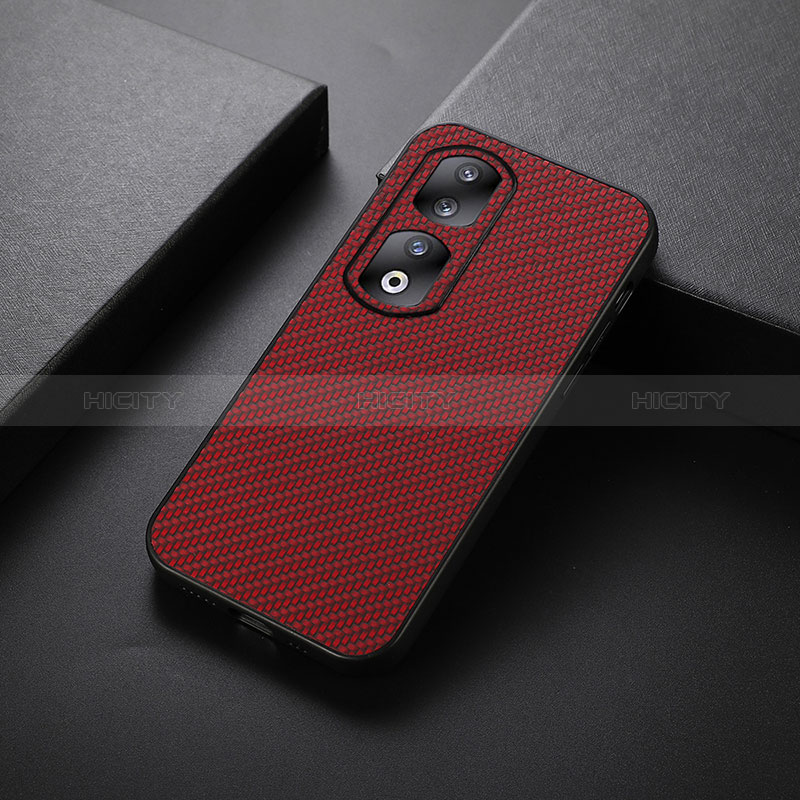 Funda Lujo Cuero Carcasa B02H para Huawei Honor 90 Pro 5G Rojo