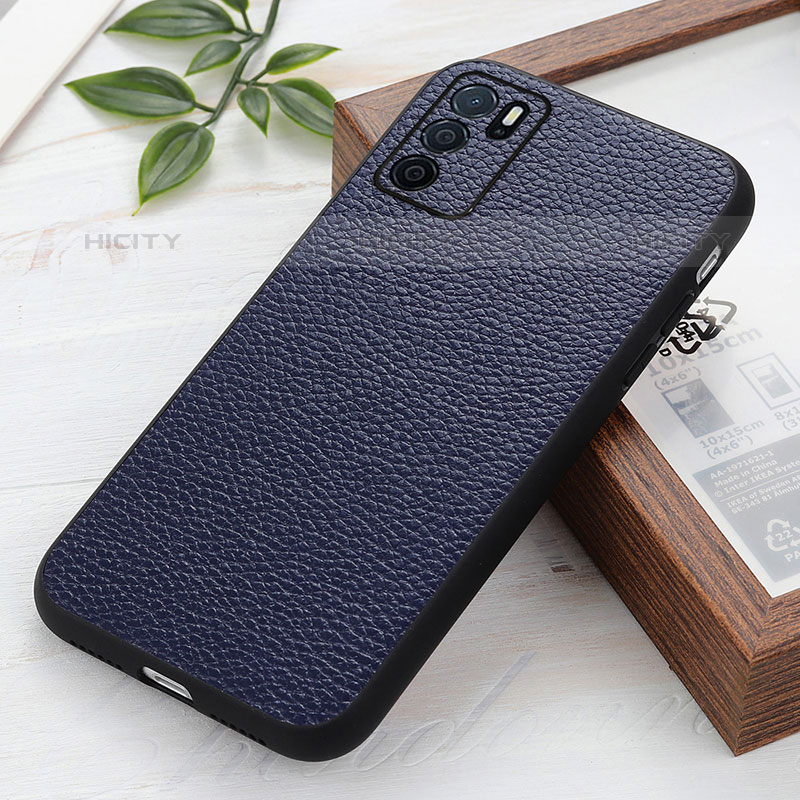 Funda Lujo Cuero Carcasa B02H para Oppo A16s Azul