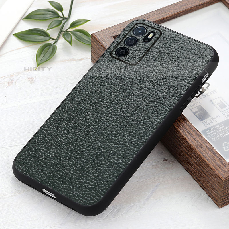 Funda Lujo Cuero Carcasa B02H para Oppo A54s Verde