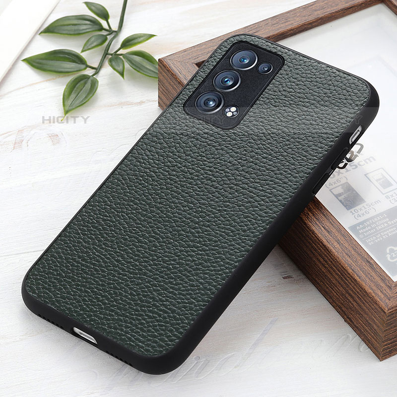 Funda Lujo Cuero Carcasa B02H para Oppo Reno6 Pro 5G Verde