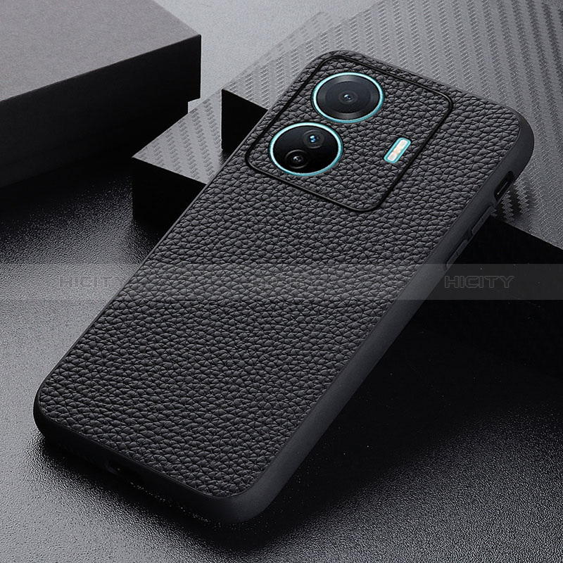 Funda Lujo Cuero Carcasa B02H para Vivo T1 5G Negro