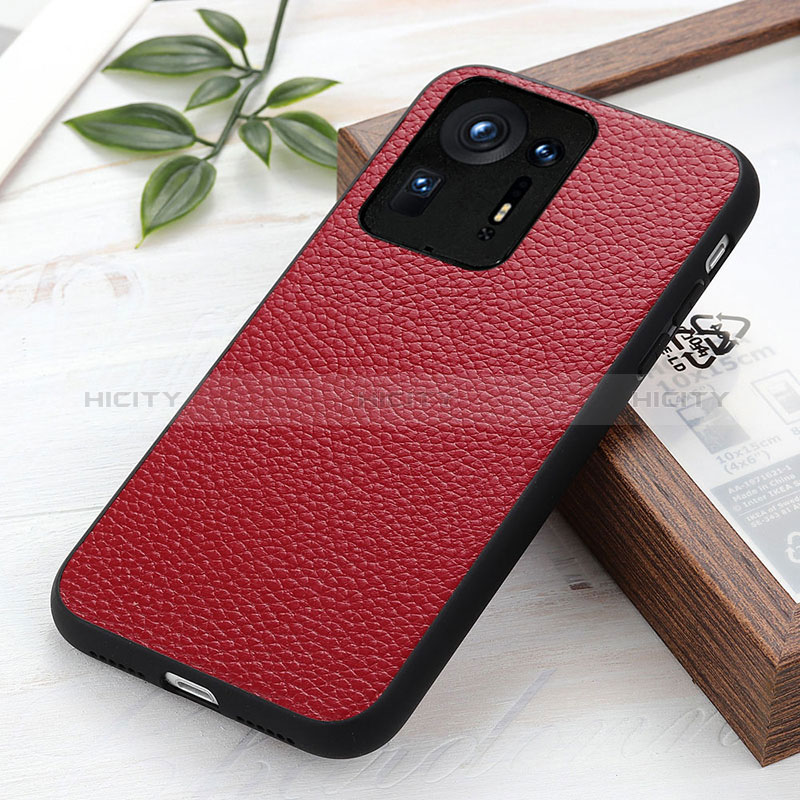 Funda Lujo Cuero Carcasa B02H para Xiaomi Mi Mix 4 5G Rojo