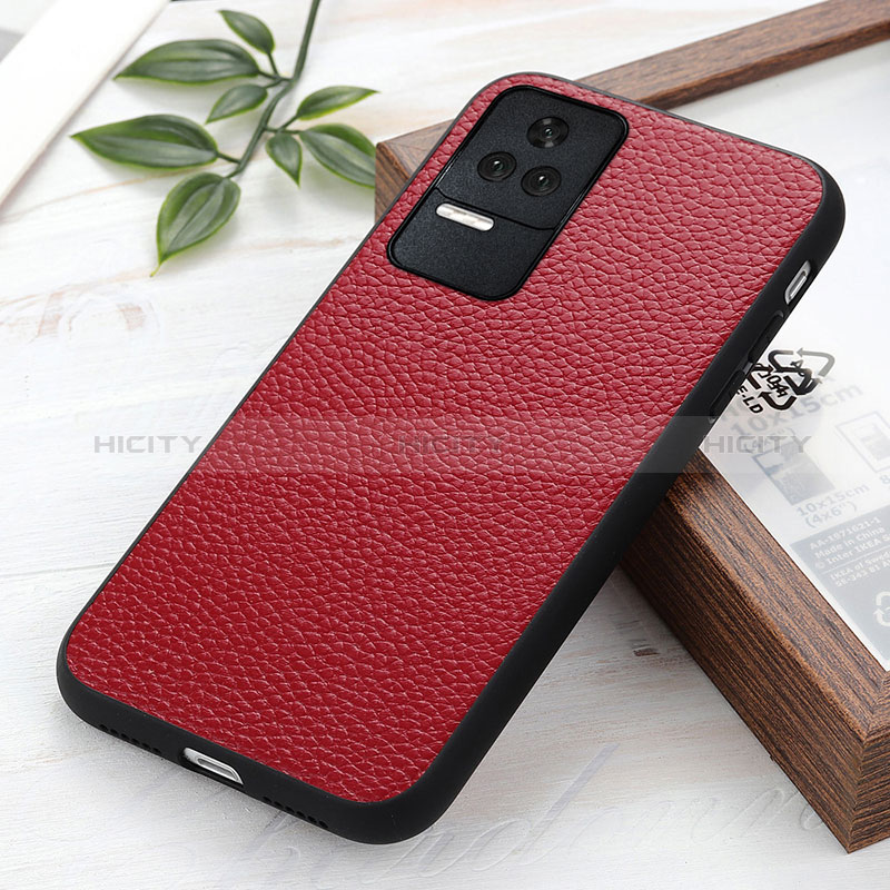 Funda Lujo Cuero Carcasa B02H para Xiaomi Redmi K40S 5G Rojo