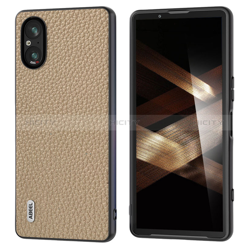 Funda Lujo Cuero Carcasa B03H para Sony Xperia 5 V Marron