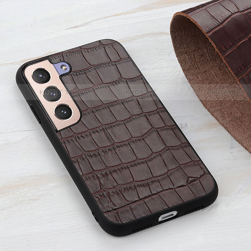 Funda Lujo Cuero Carcasa B04H para Samsung Galaxy S21 FE 5G Marron