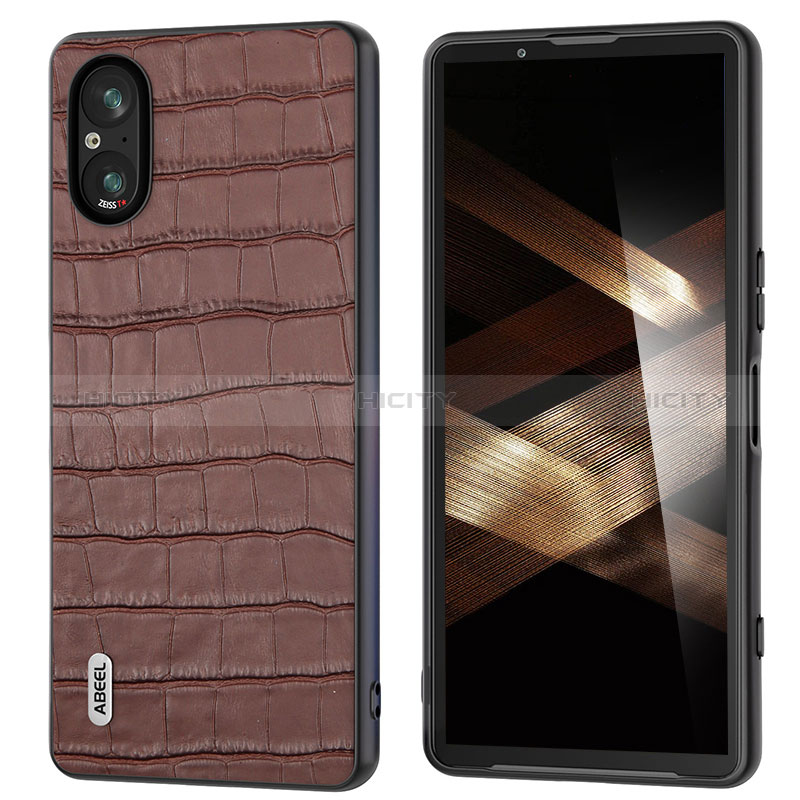 Funda Lujo Cuero Carcasa B04H para Sony Xperia 5 V Marron