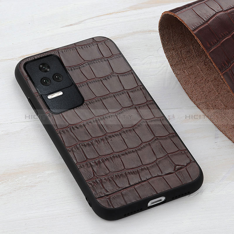 Funda Lujo Cuero Carcasa B04H para Xiaomi Redmi K40S 5G Marron