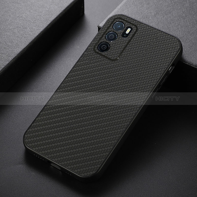 Funda Lujo Cuero Carcasa B05H para Oppo A16 Negro