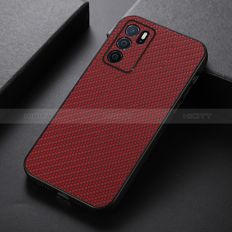 Funda Lujo Cuero Carcasa B05H para Oppo A16 Rojo