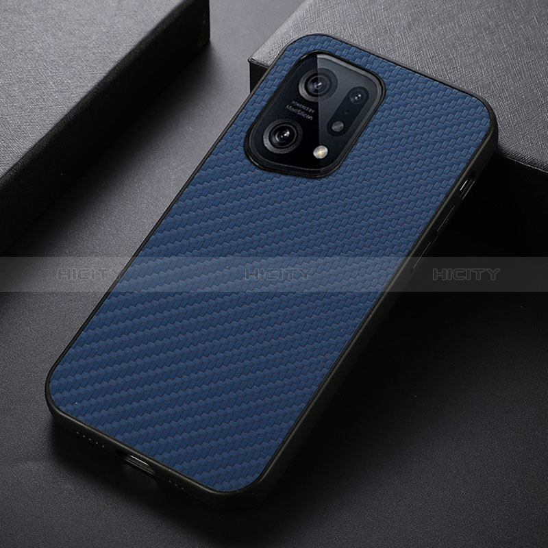 Funda Lujo Cuero Carcasa B05H para Oppo Find X5 5G Azul