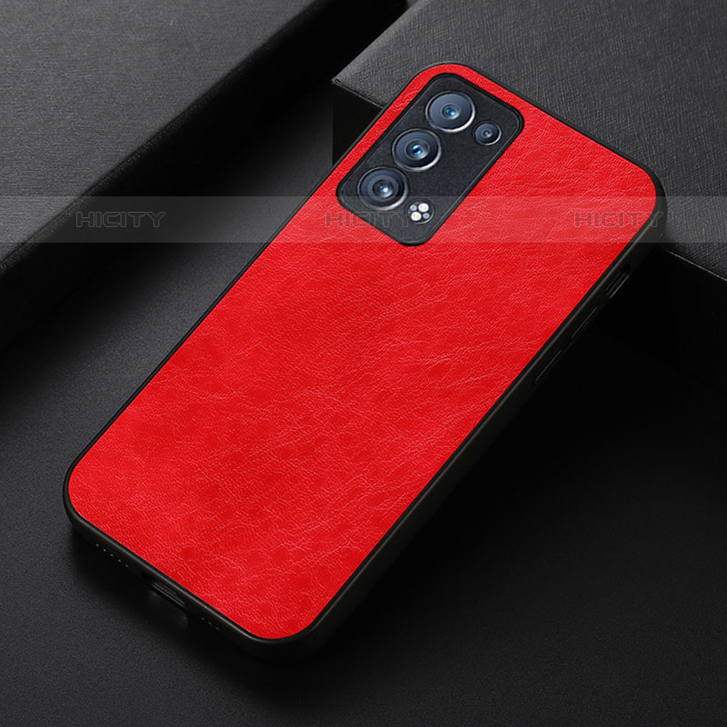 Funda Lujo Cuero Carcasa B05H para Oppo Reno6 Pro 5G Rojo