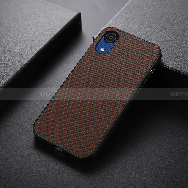 Funda Lujo Cuero Carcasa B05H para Samsung Galaxy A03 Core Marron