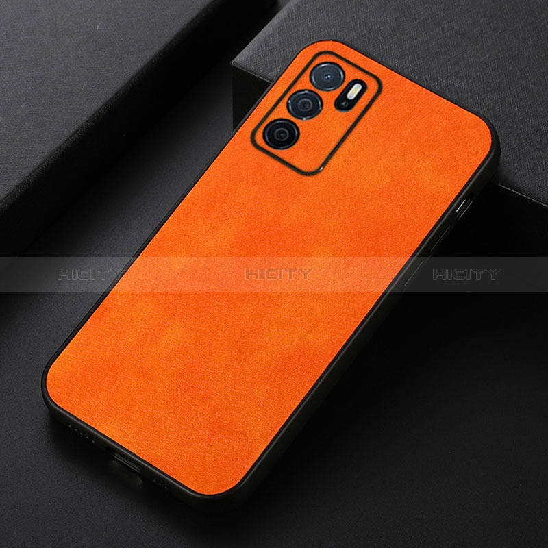 Funda Lujo Cuero Carcasa B06H para Oppo A16 Naranja