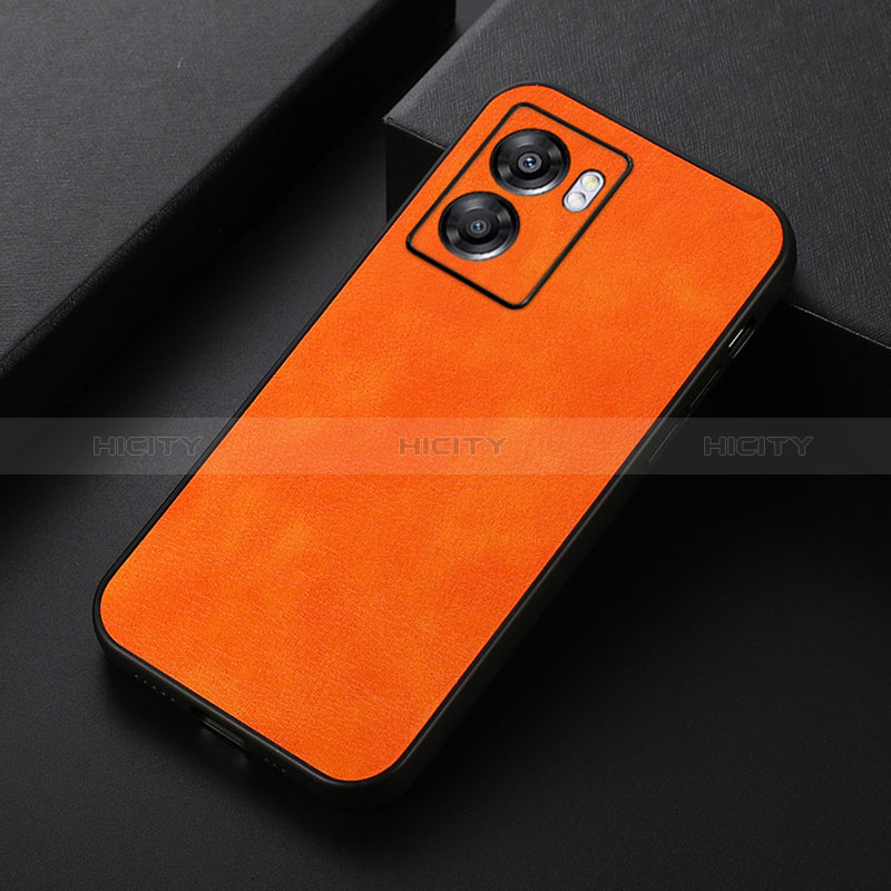 Funda Lujo Cuero Carcasa B06H para Oppo A56S 5G Naranja