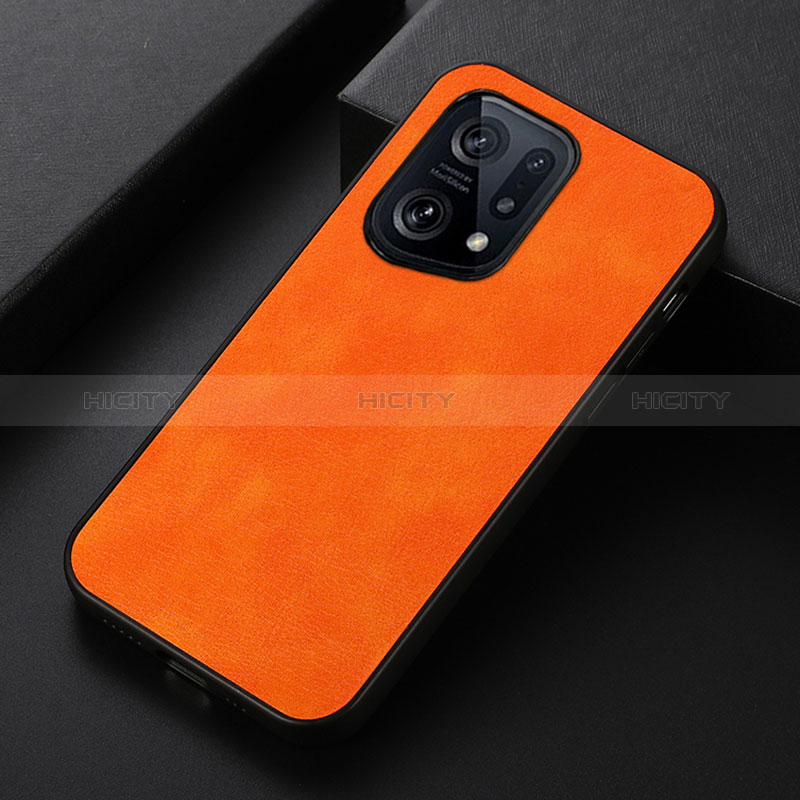 Funda Lujo Cuero Carcasa B06H para Oppo Find X5 5G Naranja