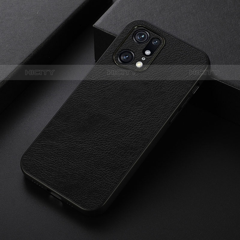 Funda Lujo Cuero Carcasa B06H para Oppo Find X5 Pro 5G Negro