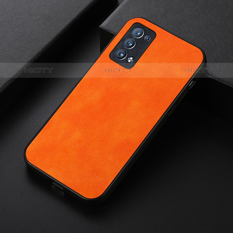 Funda Lujo Cuero Carcasa B06H para Oppo Reno6 Pro 5G Naranja