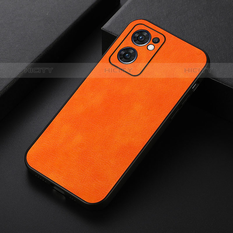 Funda Lujo Cuero Carcasa B06H para Oppo Reno7 5G Naranja